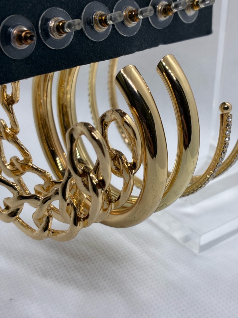 3For$20 Aaliyah 90’s Style Gold-Tone Hoop & Chain Earring Set - Picture 3 of 3
